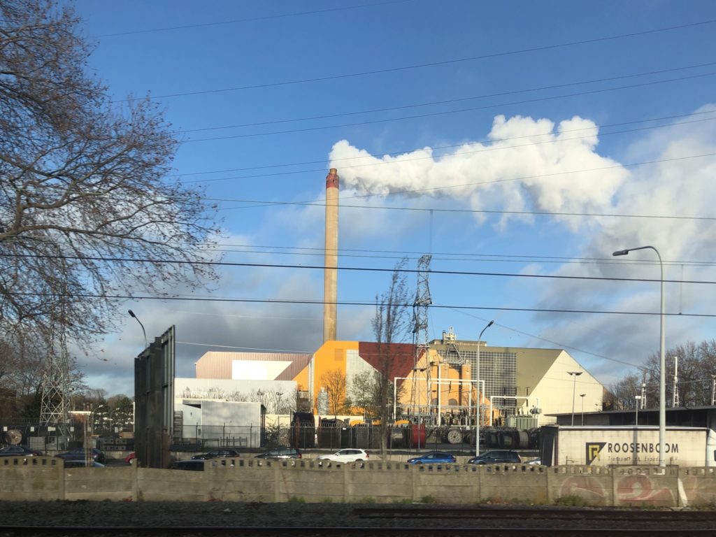 View of a Belgian factory from Eurostar